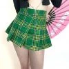 DAISY CORSET PLAID MINI SKIRT/ GREEN