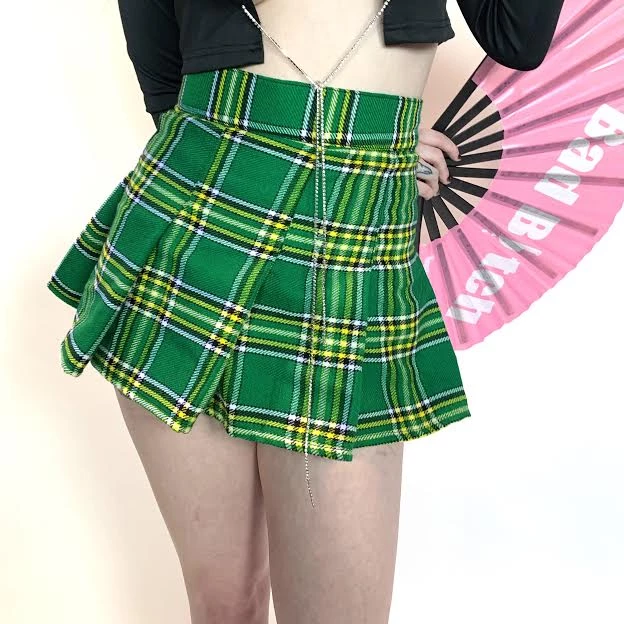 DAISY CORSET PLAID MINI SKIRT/ GREEN 3 DAISY CORSET PLAID MINI SKIRT/ GREEN