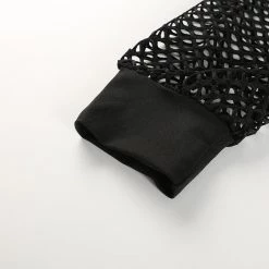 RAVELAND FISHNET CROP SHRUG HOODIE WOMEN