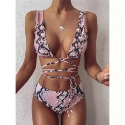 RAVELAND PINK SNAKE SWIMSUIT 2PC SET