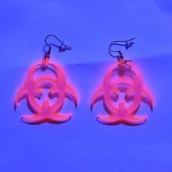 RAVELAND HEADBANGER COLLECTION PINK BIOHAZARD EARRING