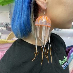 RAVELAND NEON ORANGE JELLYFISH EARRING