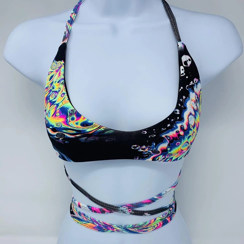 RAVELAND WOMEN RL ACID TIE-DYE WRAP AROUND TOP 4 RAVELAND WOMEN RL ACID TIE-DYE WRAP AROUND TOP