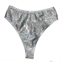RAVELAND RETRO GLITTER HIGH WAISTED BRAZILIAN BOTTOMS WOMEN