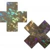 PASTEASE Plus X: Shattered Gold Glass Disco Ball Glitter Cross Nipple Pasties