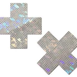 PASTEASE ALIENS COLLECTION Plus X: Shattered Glass Disco Ball Glitter Cross Nipple Pasties