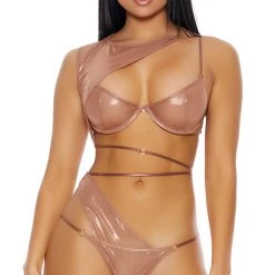 FORPLAY Sheer All Your Secrets Metallic Mesh Lingerie Set