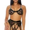 FORPLAY 771201 BLACK Lattice Adore You Lingerie Set