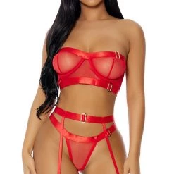 FORPLAY Good As Gold Lingerie Set Red