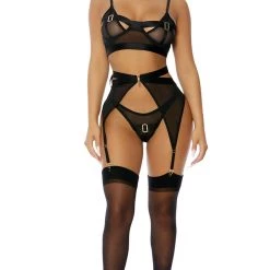 FORPLAY Kiss Of Gold Lingerie Set Black