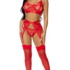 FORPLAY Kiss Of Gold Lingerie Set Red 8 FORPLAY Kiss Of Gold Lingerie Set Red