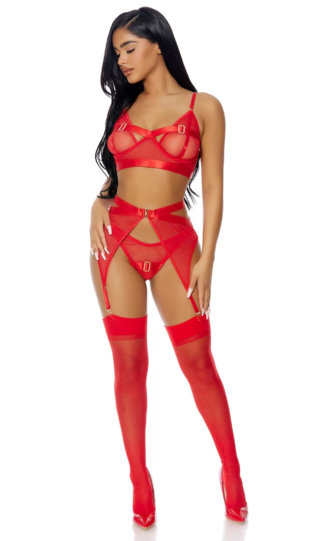 FORPLAY Kiss Of Gold Lingerie Set Red 5 FORPLAY Kiss Of Gold Lingerie Set Red