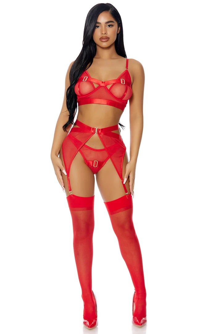 FORPLAY Kiss Of Gold Lingerie Set Red 6 FORPLAY Kiss Of Gold Lingerie Set Red