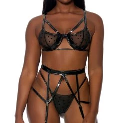 FORPLAY Take To Heart Lingerie Set BLACK