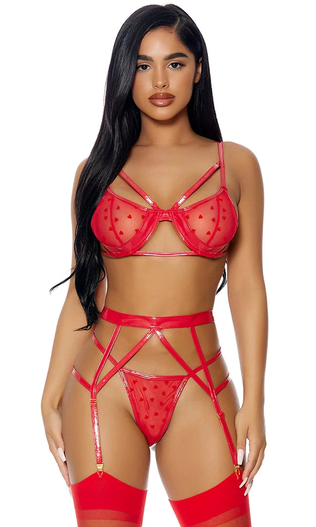 FORPLAY Take To Heart Lingerie Set RED 3 FORPLAY Take To Heart Lingerie Set RED