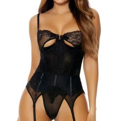 FORPLAY LINGERIE Peek Show Teddy Set Black