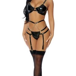 FORPLAY Let's Link Lingerie Set BLACK