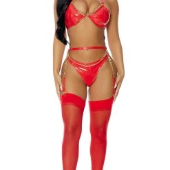 FORPLAY Link To Me Lingerie Set RED