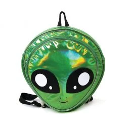 COMECO INC NEW ARRIVALS Green Alien Head Vinyl Backpack In Vinyl Material