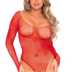 LEG AVENUE Rhinestone Fishnet Bodysuit
