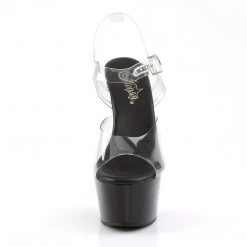 PLEASER ASPIRE STRAPPED HEELS/ BLACK & CLEAR SHOES 11 PLEASER ASPIRE STRAPPED HEELS/ BLACK & CLEAR SHOES