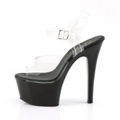 PLEASER ASPIRE STRAPPED HEELS/ BLACK & CLEAR SHOES 10 PLEASER ASPIRE STRAPPED HEELS/ BLACK & CLEAR SHOES