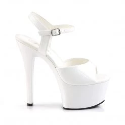 PLEASER SHOES ASPIRED STRAPPED HEELS/ WHITE