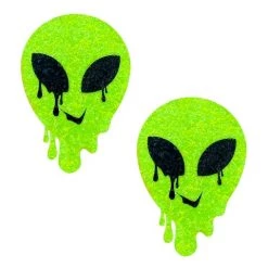 NEVANUDE ALIENS COLLECTION Super Sparkle Lemon Lime Blacklight Glitter Melty Alien Nipple Cover Pasties