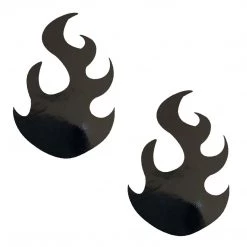 NevaNude Edgy AF Dom Squad Black Wet Vinyl Flame Nipple Cover Pasties HEADBANGER COLLECTION