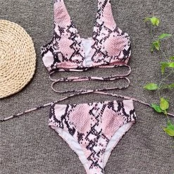 RAVELAND PINK SNAKE SWIMSUIT 2PC SET