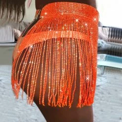 RAVELAND FLASH NEON ORANGE DIAMOND SKIRT