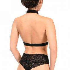 DAISY CORSET WOMEN Black Stretchy Body Harness W/Silver Hardware