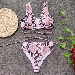 RAVELAND PINK SNAKE SWIMSUIT 2PC SET