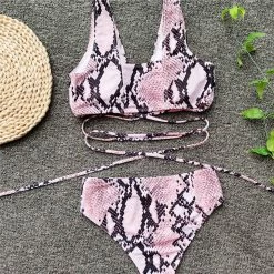 RAVELAND PINK SNAKE SWIMSUIT 2PC SET