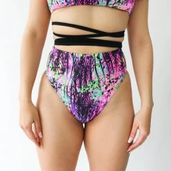 RAVELAND LIQUID JUNGLE PURPLE BRAZILIAN HIGH WAISTED BOTTOMS