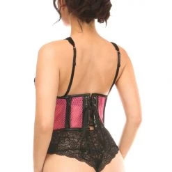 DAISY CORSET Lavish Pink Fishnet Underwire Open Cup Waist Cincher WOMEN