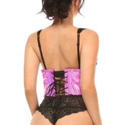 DAISY CORSET Lavish Fuchsia Holo Open Cup Underwire Waist Cincher