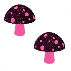 NevaNude HEADBANGER COLLECTION Alice Down The Rabbit Hole Pink Glitter UV Shroom Pasties