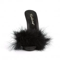 PLEASER FABULICIOUS FUR HEELS BLACK SHOES