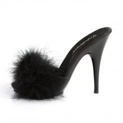 PLEASER FABULICIOUS FUR HEELS BLACK SHOES