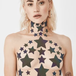Neva Nude Rainbow Reflective Grey Starry Nights Nipple Sticker Crop Top ACCESSORIES