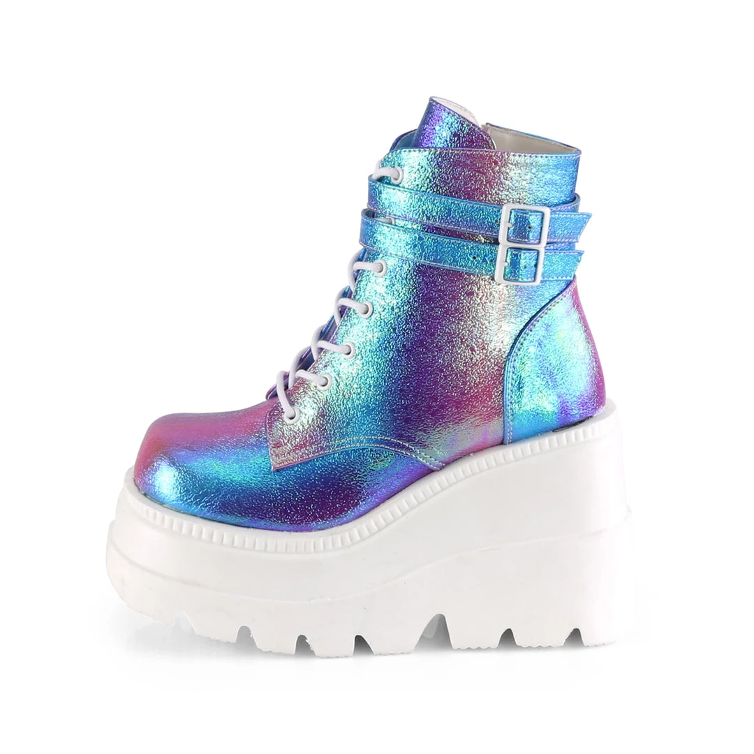 PLEASER INSANE ECSTASY IRIDESCENT BLUE (ANKLE BOOTS) 7 PLEASER INSANE ECSTASY IRIDESCENT BLUE (ANKLE BOOTS)