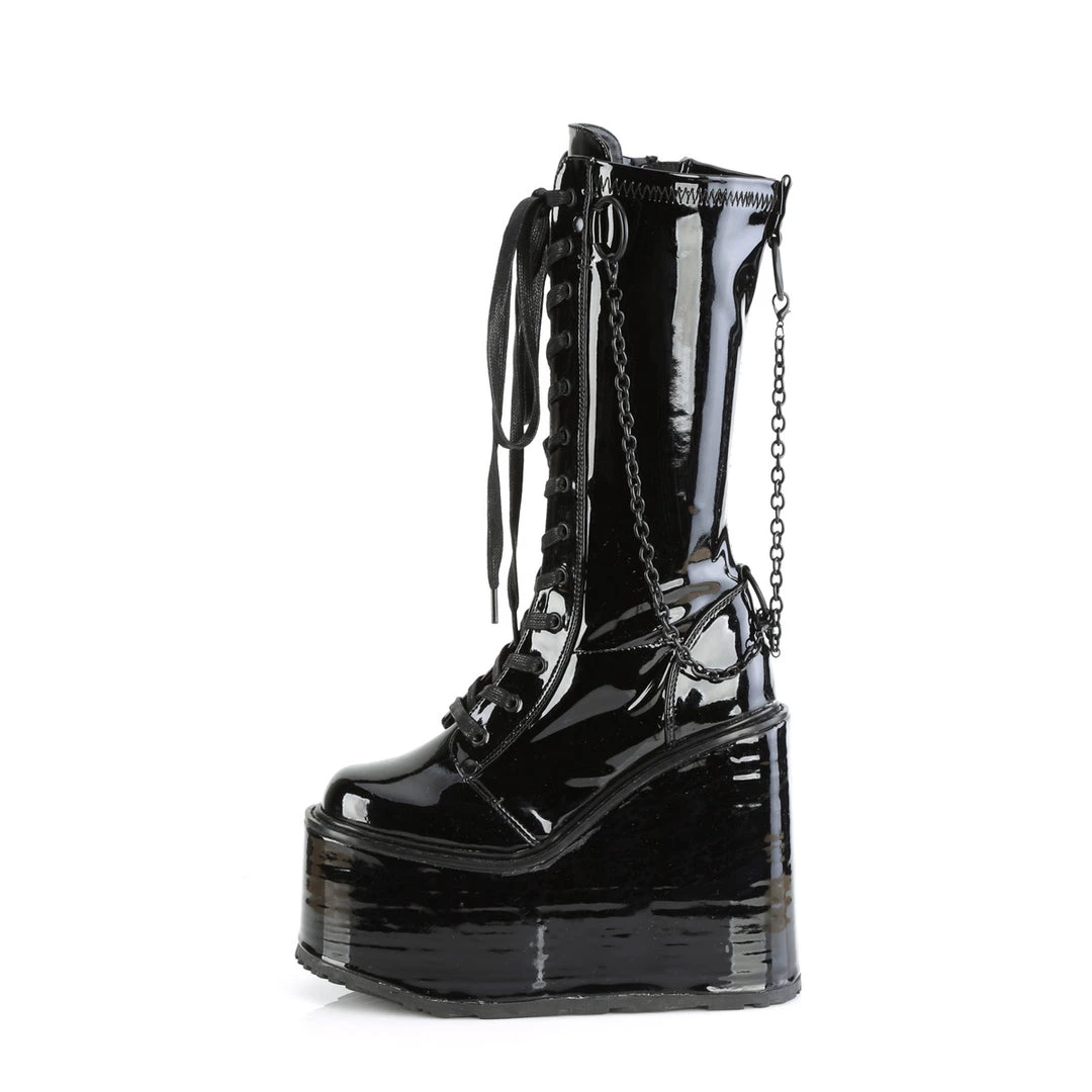 PLEASER UNCHAIN BOOTS BLACK SHOES 6 PLEASER UNCHAIN BOOTS BLACK SHOES