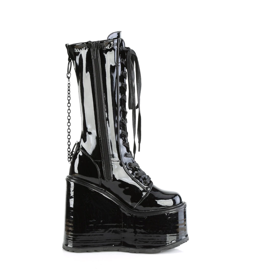 PLEASER UNCHAIN BOOTS BLACK SHOES 4 PLEASER UNCHAIN BOOTS BLACK SHOES