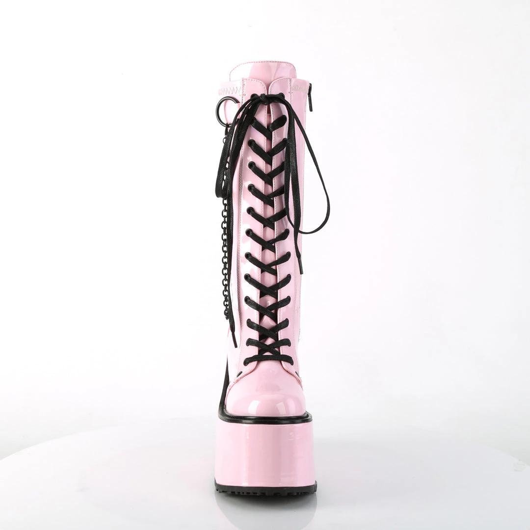 PLEASER UNCHAIN BOOTS PINK HOLOGRAM 7 PLEASER UNCHAIN BOOTS PINK HOLOGRAM