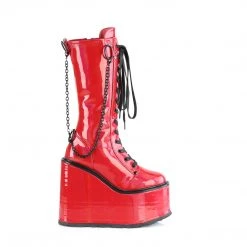 PLEASER UNCHAIN BOOTS RED HOLOGRAM