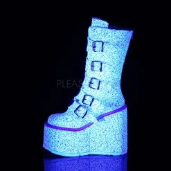 PLEASER WTF BOOTS/ WHITE GLITTER SHOES