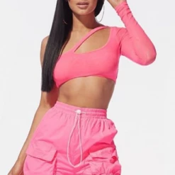 RAVELAND ONE SLEEVE MESH TOP WOMEN