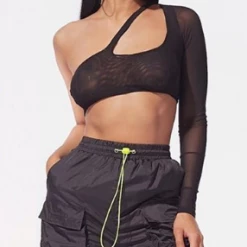 RAVELAND ONE SLEEVE MESH TOP WOMEN