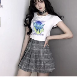 RAVELAND GRAY PLAID SKIRT WOMEN